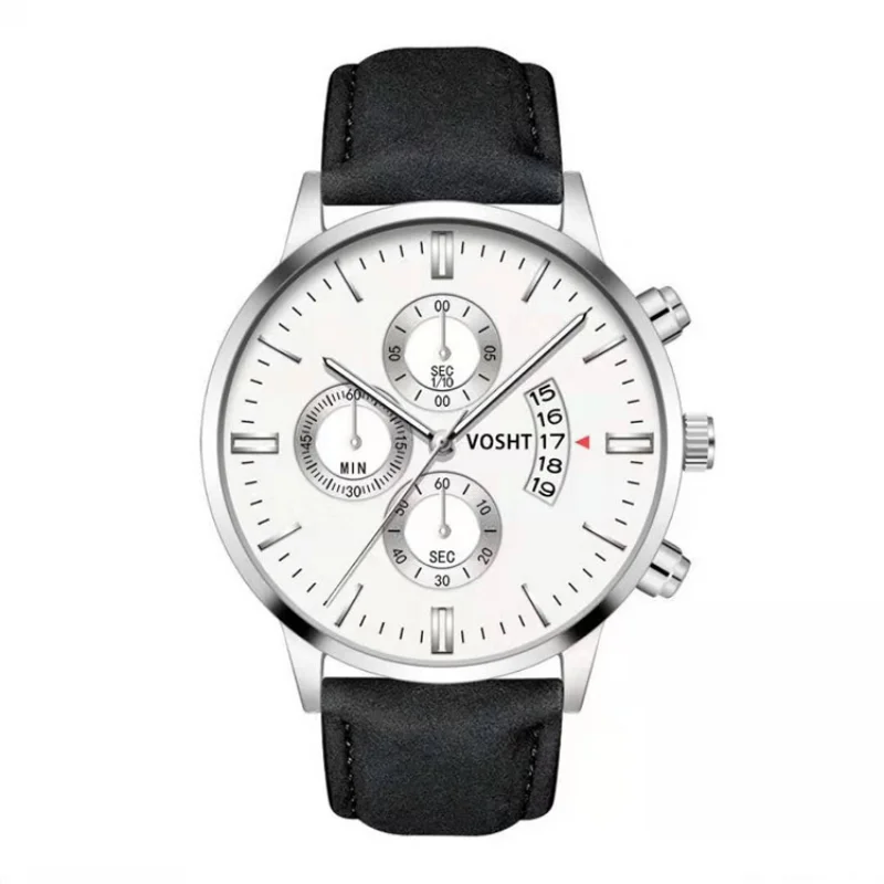 Reloj deportivo de lujo para hombre, cronógrafo de cuarzo con correa de cuero, estilo militar, informal, a la moda, con calendario