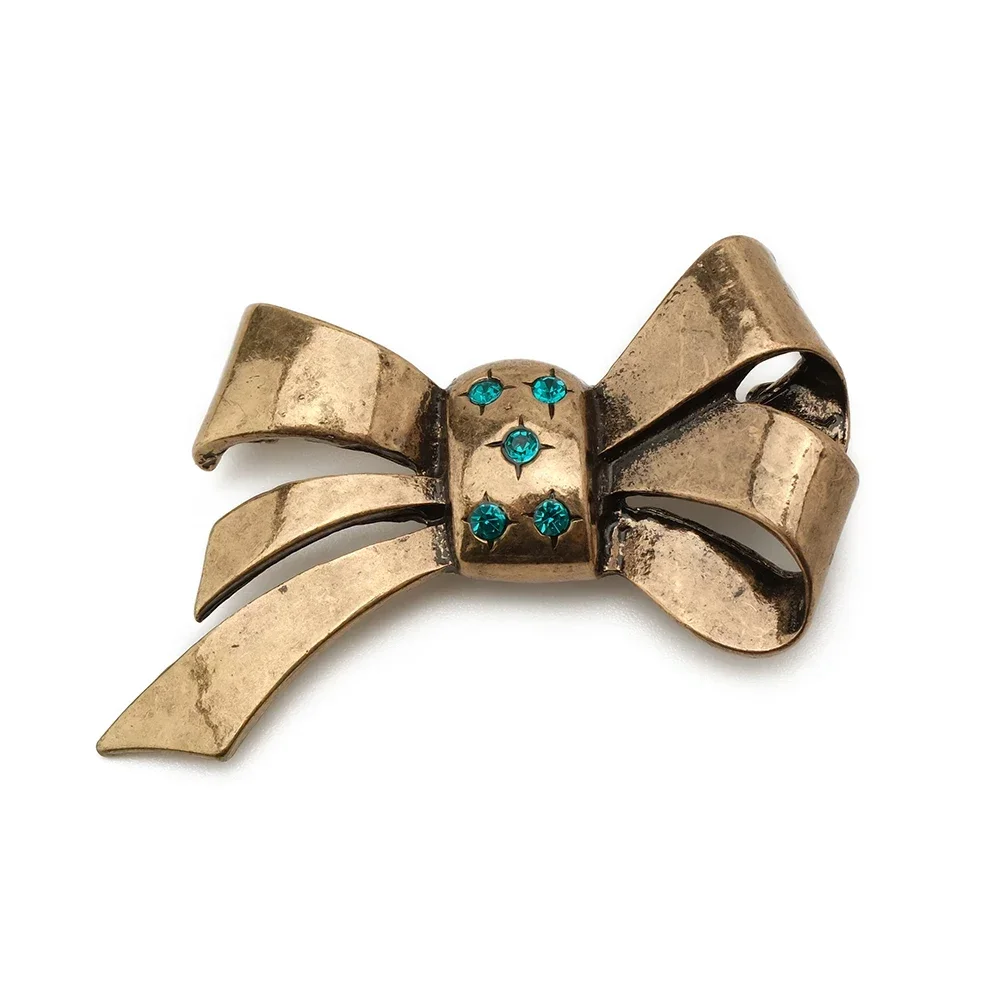 

AB/ Bow shape design Vintage Brass women's jewelry brooch.