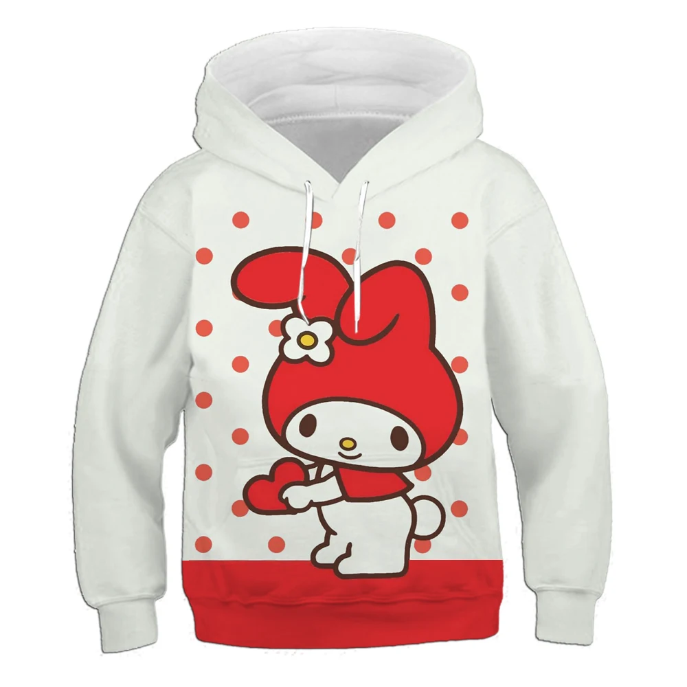 

Fashionable and comfortable loose pullover cartoon mymelod printed children's outdoor sports shirt pink drawstring hoodie