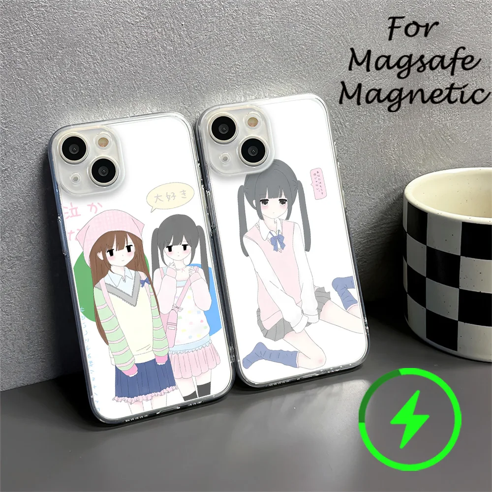 SEIRASSIM japanese anime girl Phone Case For IPhone 15 14 13 12 11 Transparent Magnetic Suction Cover