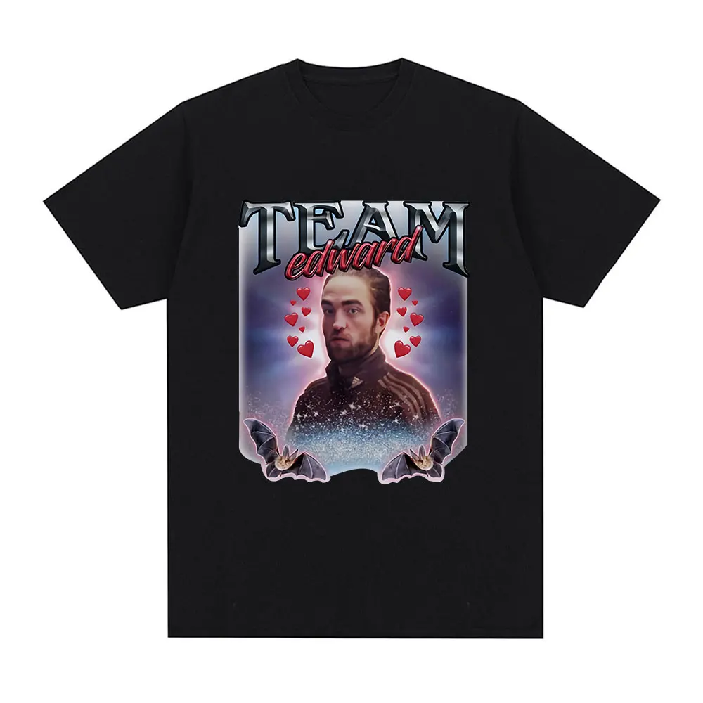 Team Edward Robert Pattinson Graphic T-shirt Funny Meme Short Sleeve T-shirts Men Women Fashion Cotton Oversized Casual T Shirts