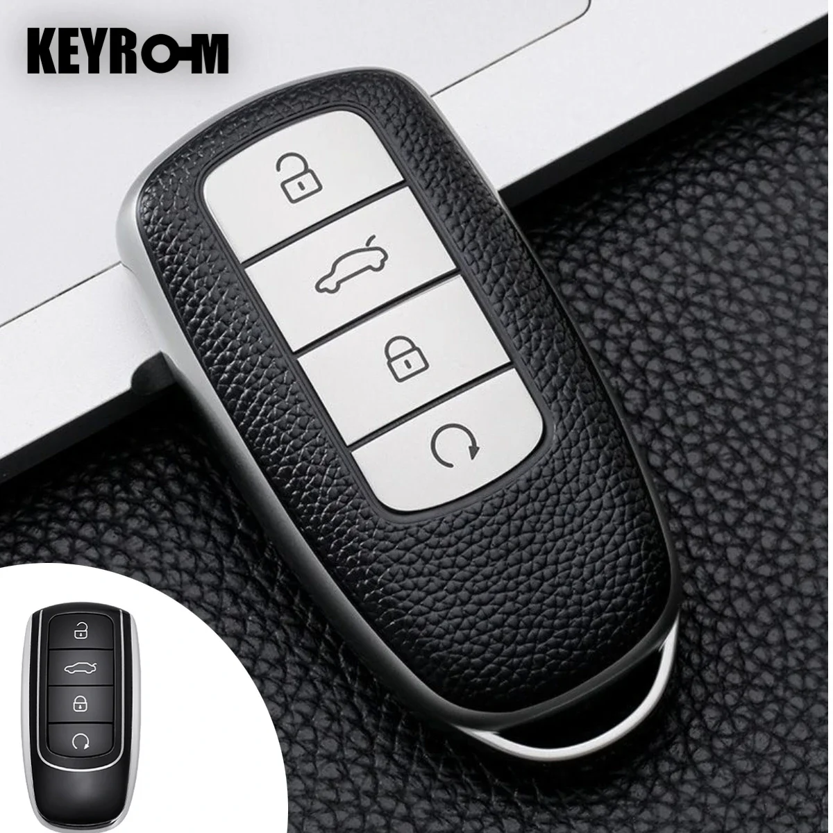 Leather Car Key Case Full Cover for Chery Tiggo 8 PLUS 8 Pro 7 Pro Arrizo 5 PLUS 2021 Protection Shell Bag