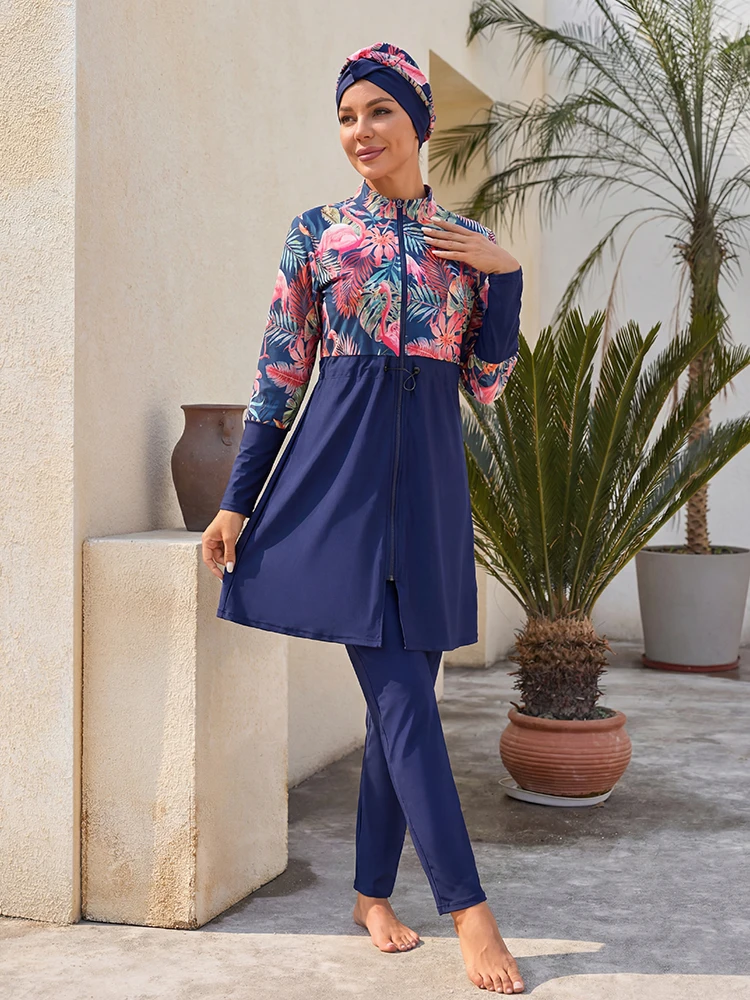 

Комплект из 3 предметов: мусульманский бикини, женский скромный пляжный костюм, женский мусульманский купальник с длинными рукавами, защита от УФ-излучения UPF50