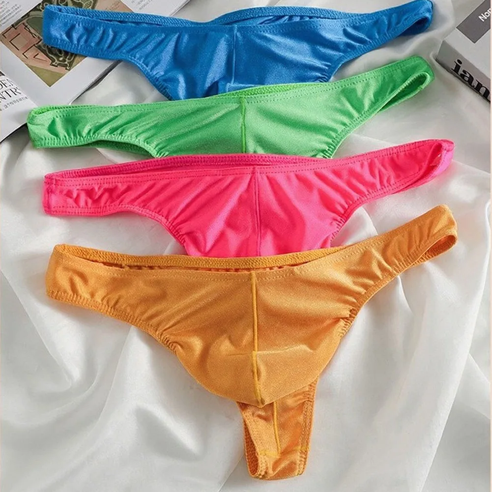 Men Sexy Briefs Underwear Pure Color Low Rise G-string Thongs Bulge Pouch Breathable Briefs Underpants