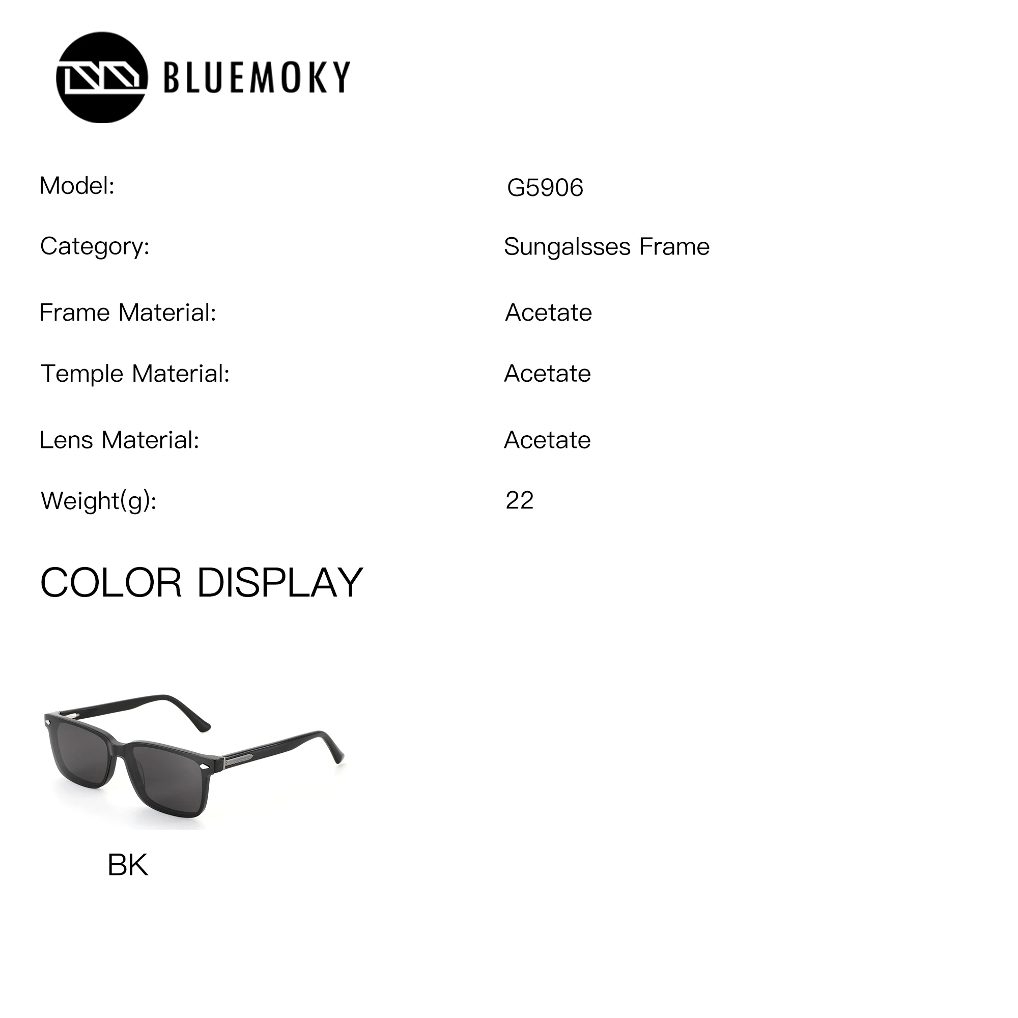BLUEMOKY Rectangle Acetate Clip on Prescription Glasses For Men Magnetic Photochromic/Myopia Optical Eyeglasses