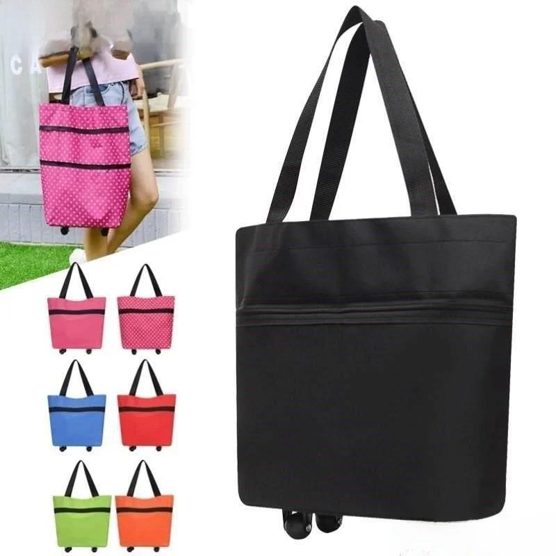 

Large Capacity Shopping Bag with Wheels Foldable Portable Market Research Organizer Stainless Steel Cart for Buying Vegetables
