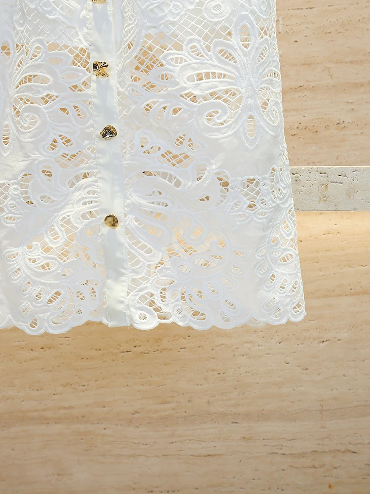 Ele longue dentelle Dr femmes taille haute évider Design été Faion trajet Sle a-ligne jupe ort Sve rond Ne