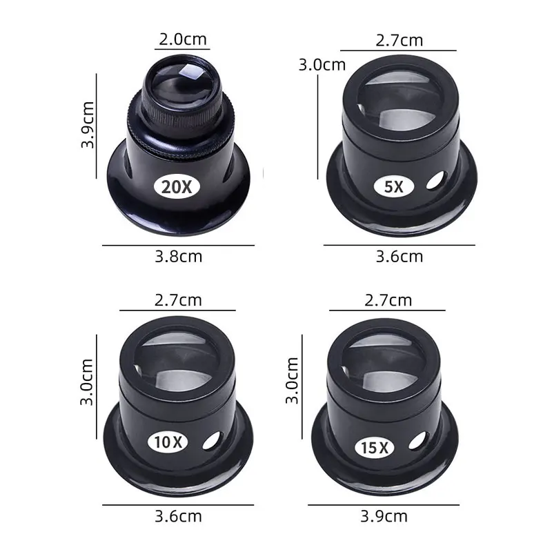 Imagem -04 - Monocular Lupa Reparação Assista Eye Lupa Lupas Jóias Lupa Relojoeiro Tool Kits 5x 10x 15x 20x Pcs Set