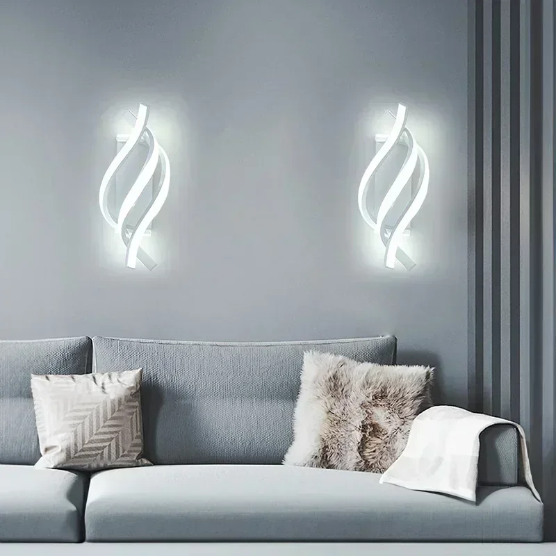 New Modern LED Wall Light Curved Design Spiral Wall Lamp for Living Room Bedroom Bedside Aisle Home Decor Indoor Sconce Lighting