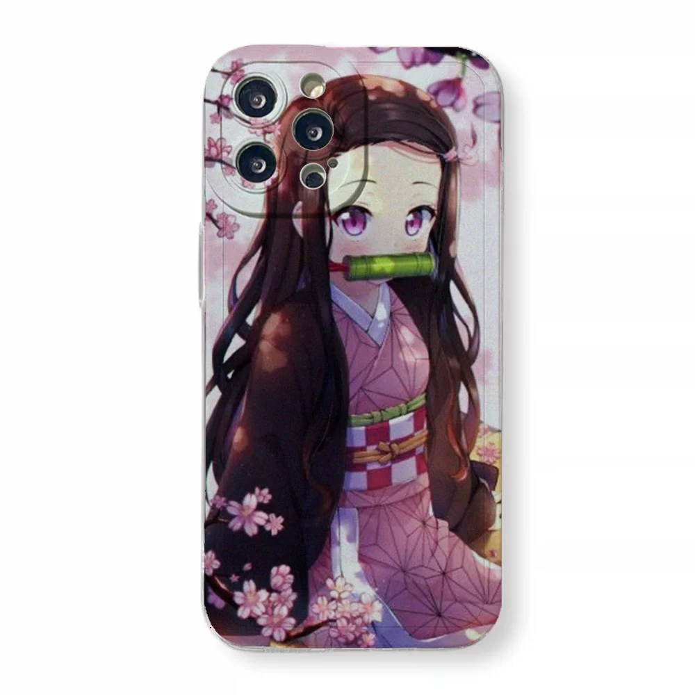 Nezuko Kamado Kimetsu No Yaiba Phone Case For IPhone 11 12 13 14 15 Plus Pro Max Anger Eyes Silicon Clear Soft Cover