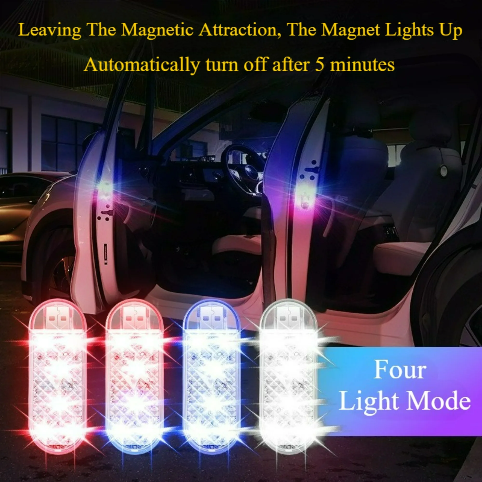 Mini-Magnet-Warnleuchte für Autotüren mit integriertem USB-Ladeanschluss für Kollisions- und Warnleuchte am hinteren Ende