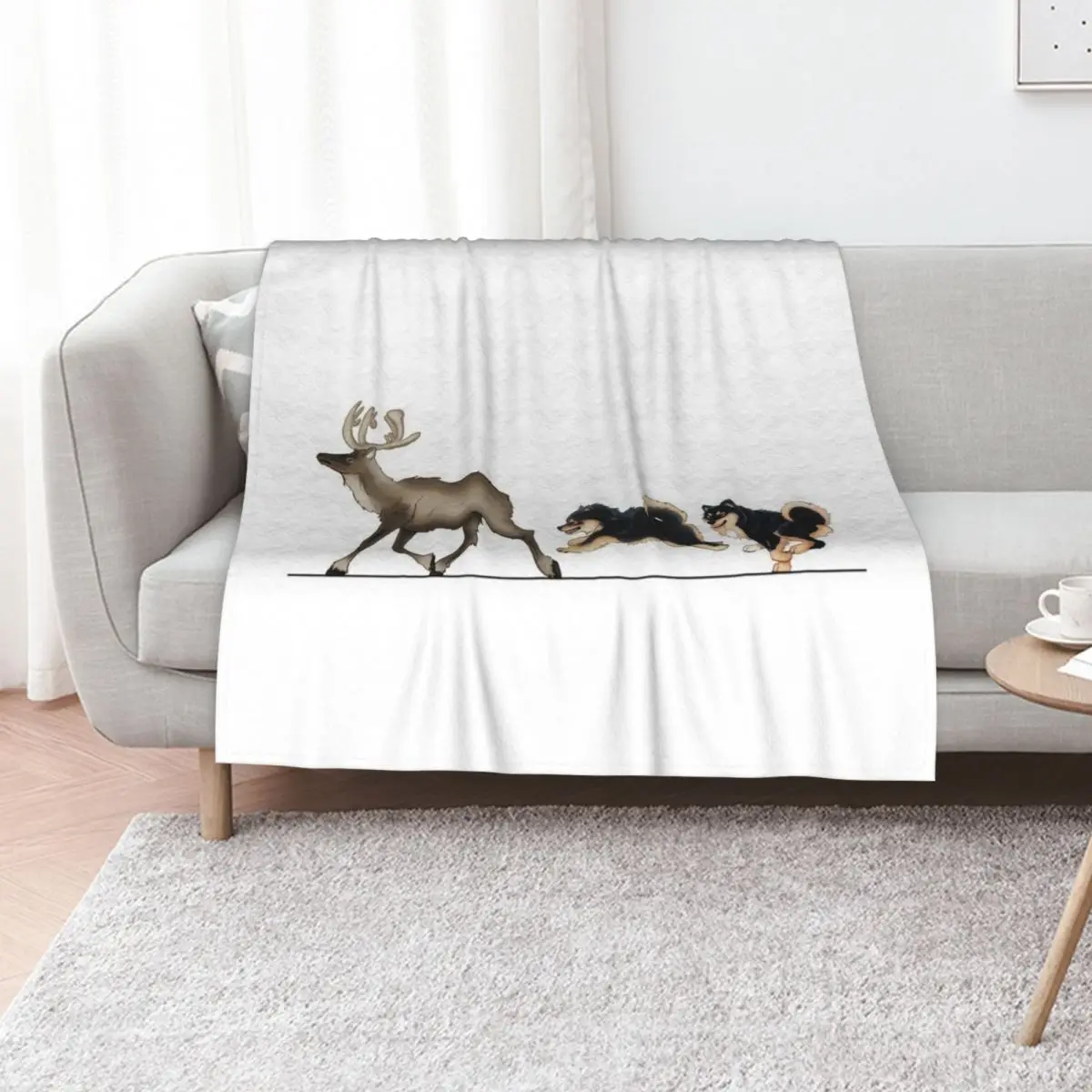 Finnish Lapphund Reindeer Herders by Mel Curtis Throw Blanket Sofas bed plaid Fashion Sofas Soft anime Blankets