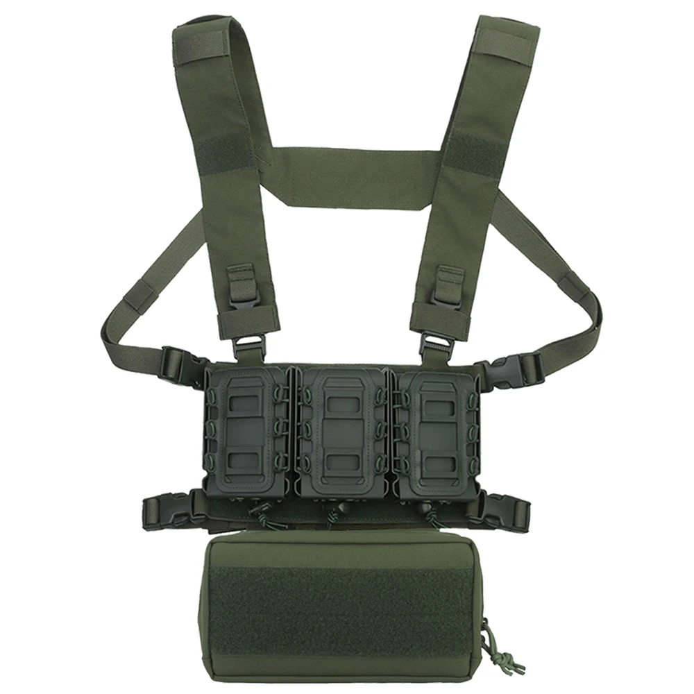 

Tactical Laser Cut Chest Rig with 5.56/7.62 Triple Magazine Pouch Holder,Multifunctional Hanging Drop Pouch,Build-in Candy bag