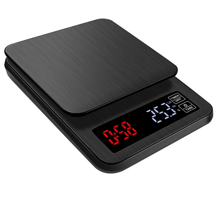 High-grade black LCD digital kitchen scale stainless steel plate 10kg maximum weight recommended coffee nutrition