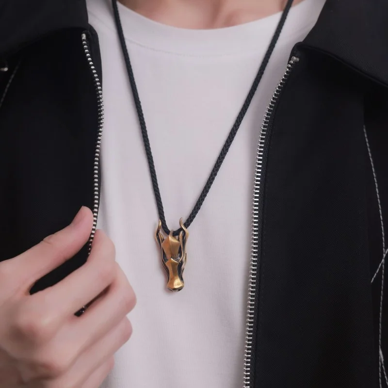 

Индивидуальный рисунок проволоки, подвеска в виде головы быка для мужчин, ювелирные изделия, модное ожерелье из быка со знаком зодиака, мужская цепочка для свитера