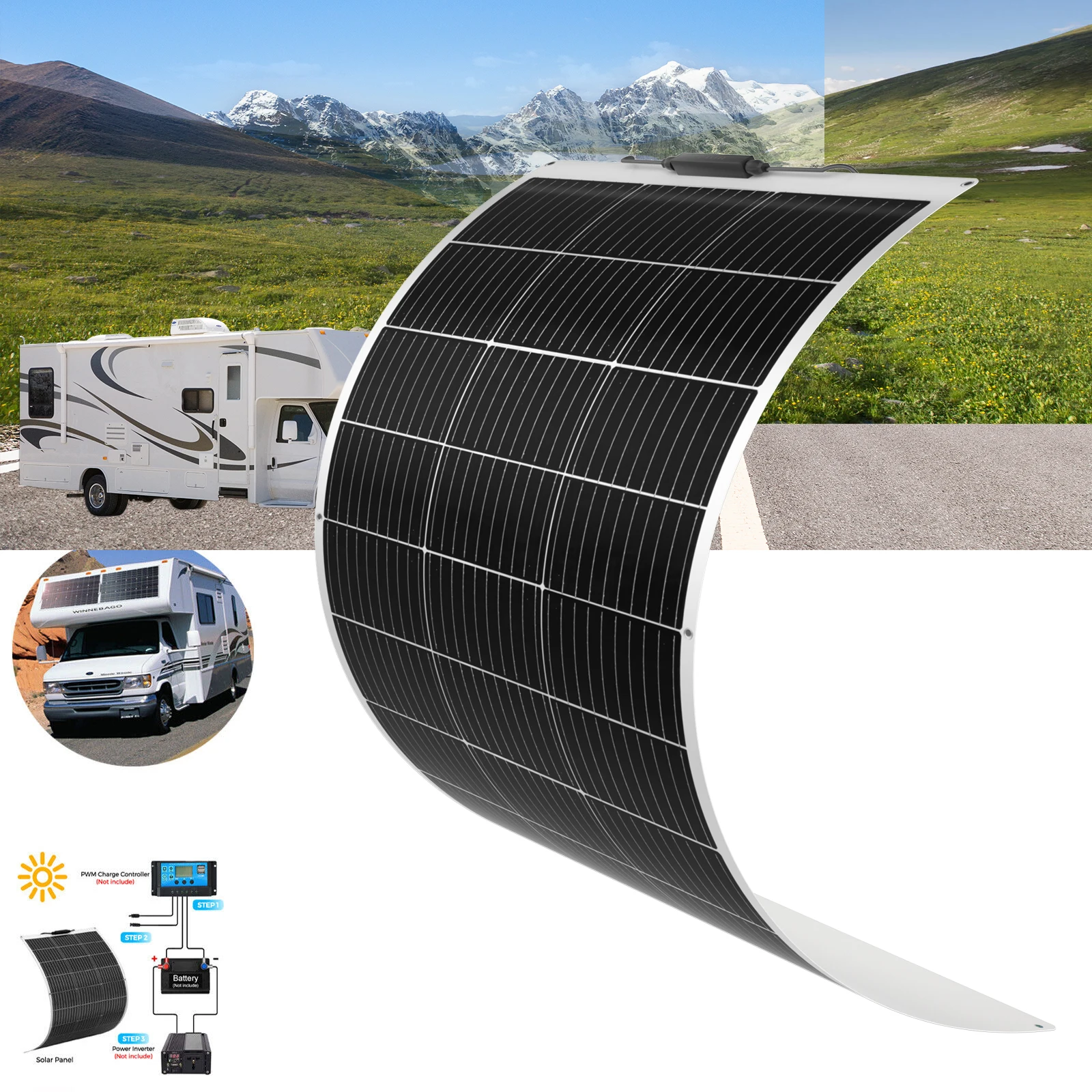 

XINPUGUANG portable flexible solar panel battery kit 100w 200w 500W 12v Monocrystalline silicon Solar Power 16.5V 100W - 1000W