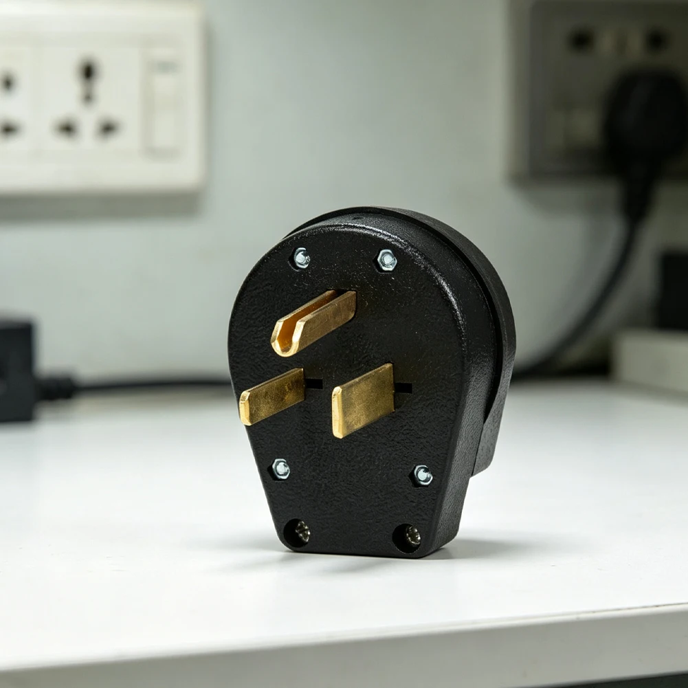 Wear-Resistant Straight Angle for NEMA 6-30P 30A 250V Intended for Long-Term Use in Dryer and For Welder Circuits