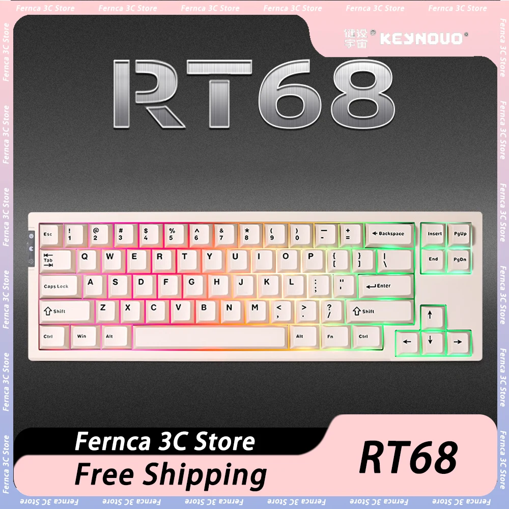 Keynouo RT68 Magnetic Switch Mechanical Keyboard Hot Swaprgb Ergonomic Wired Gaming Office Mechanical Keyboard Customized Gift