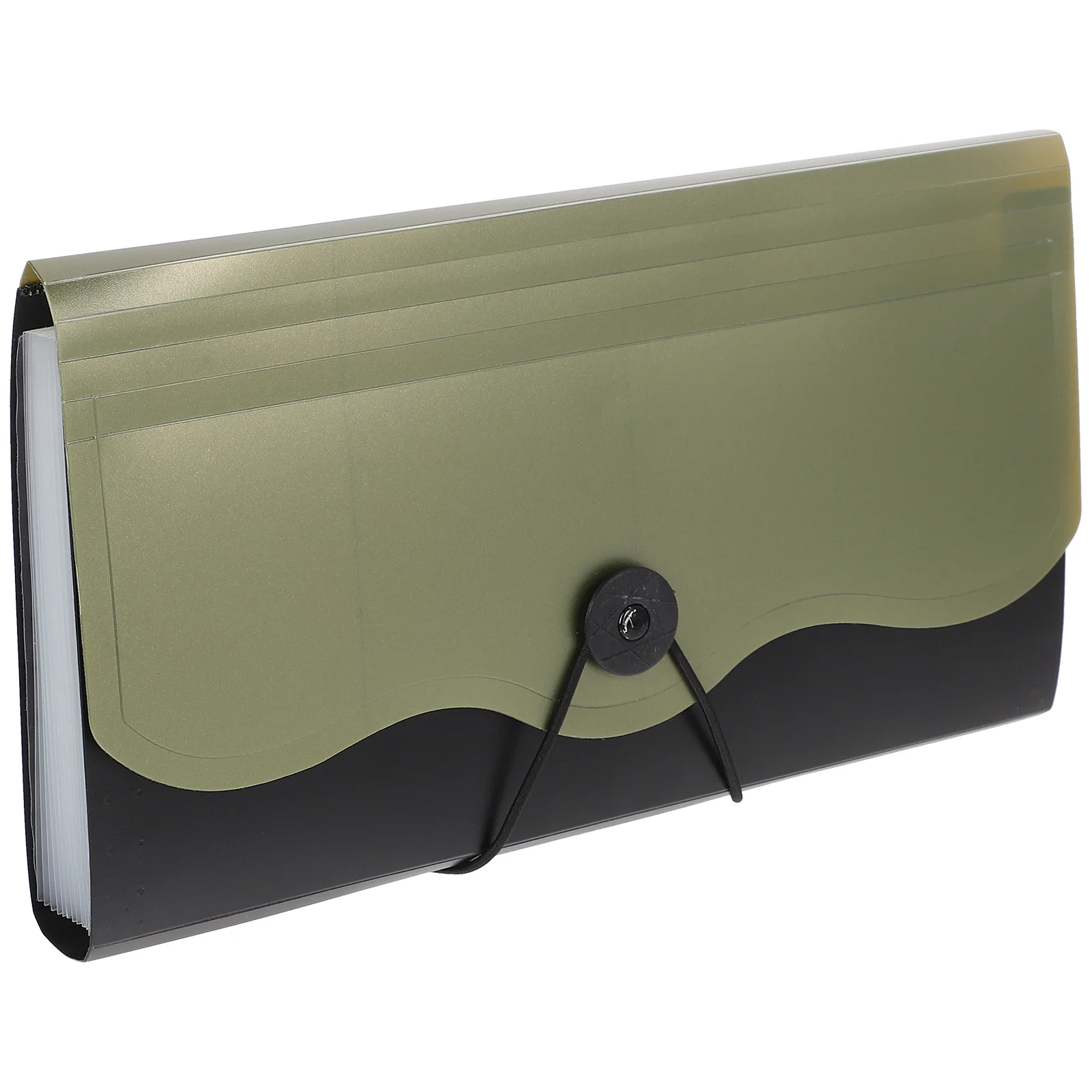 Expanding Organ Bag Folder Small Accordion File Organizer Receipt Holder Green Polyester