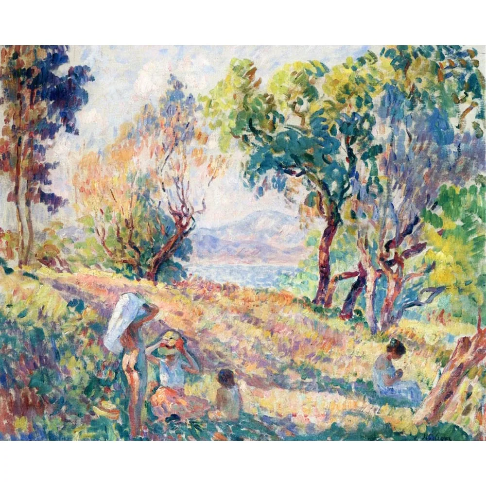 Henri Lebasque paintings,Girls in a Landscape near St Tropez,Hand-painted  art painting on canvas,Decoration picture for wall