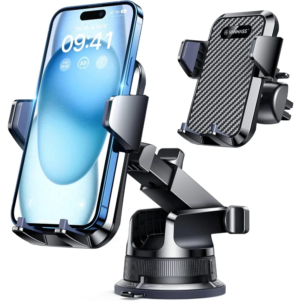 

[2025 upgrade phone holders for your car [super suction cup] cell phone mount car dashboard window vent desk fit for iphone 16