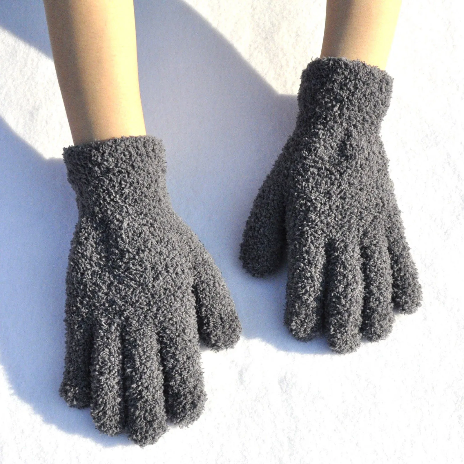 

Soft Plush Gloves Winter Warm Coral Fleece Gloves Women Girls Fashion Full Finger Mittens Hand Warmer Cold-proof Thicken Glove