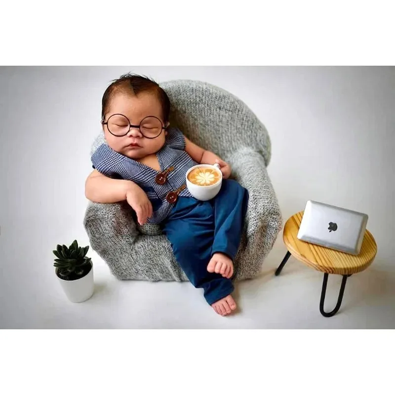 Newborn British Style Photo Outfit - Baby Boy Vest & Shorts Set for Photography - Little Gentleman Infant Photo Prop 2PCS