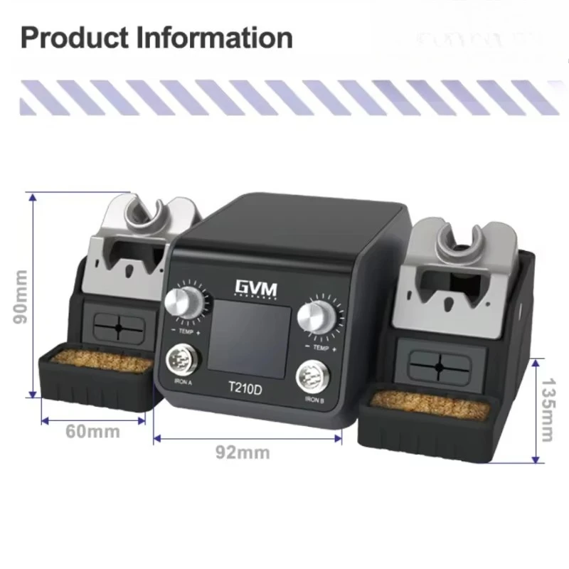 

T210D Intelligent Double Soldering Station With T210 Soldering Handle Electric Soldering Iron Station for CNC SMD PCB Repair