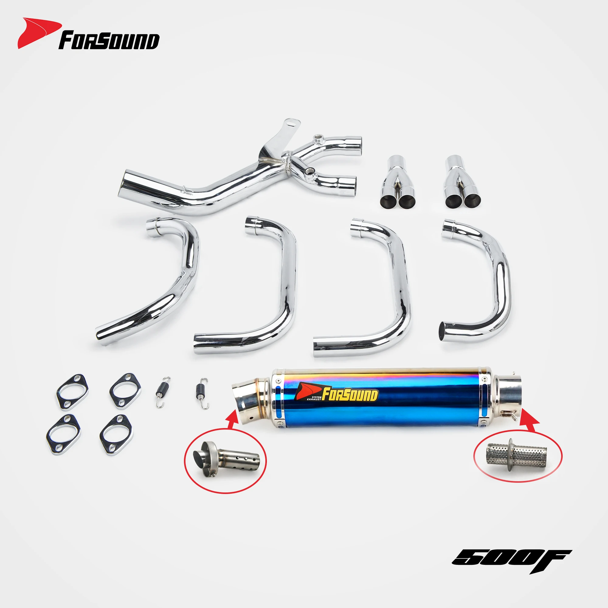 For ZXMOTO ZX500F Motorcycle Slip-On Modified Full Exhaust Muffler Mid Link Connect Pipe Replacement Pipe With DB Killer