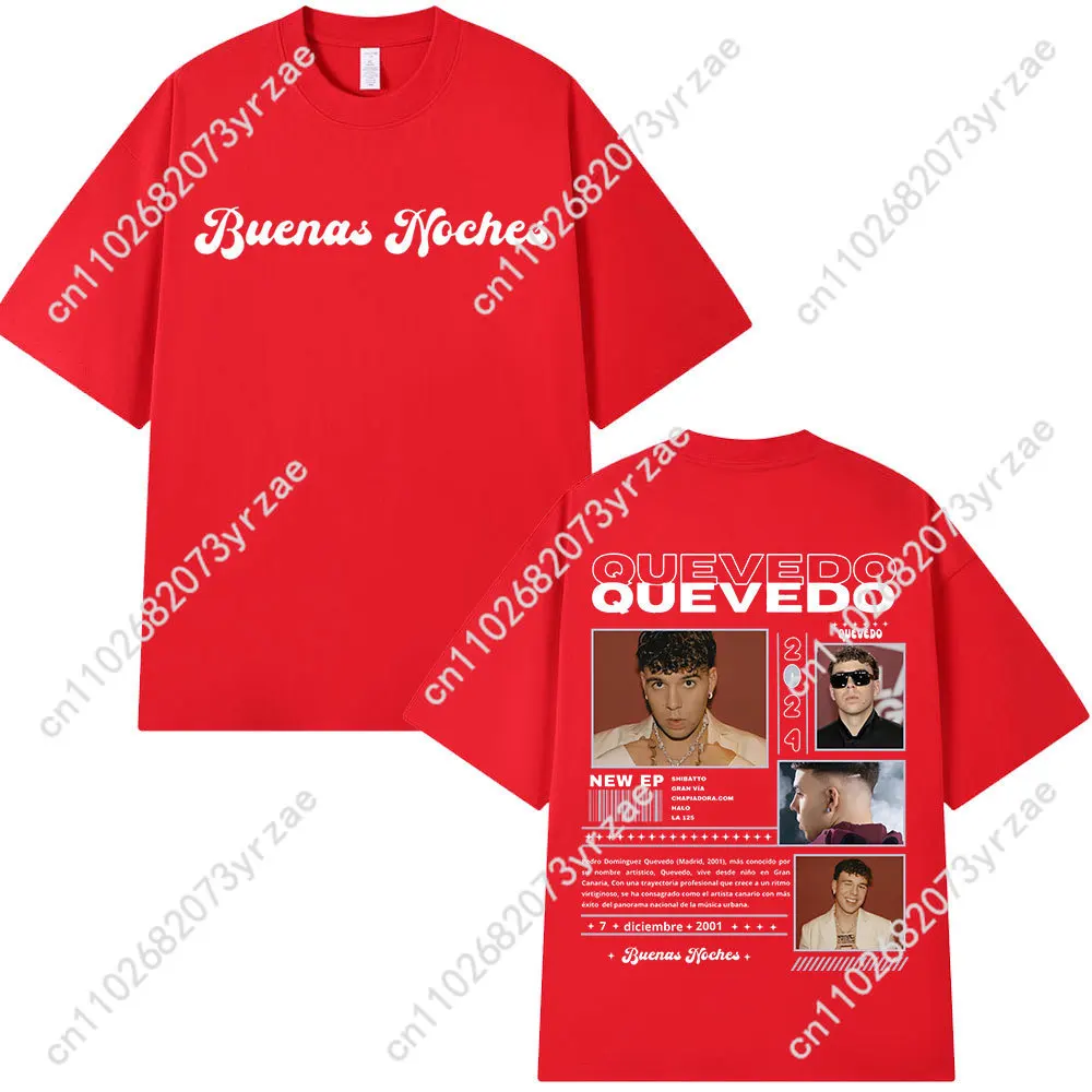 Koszulka Quevedo Buenas Noches Tour 2025 Retro Męska Damska Wysokiej Jakości Bawełna Krótkie Rękawy Modna Koszulka Miękka Oddychająca