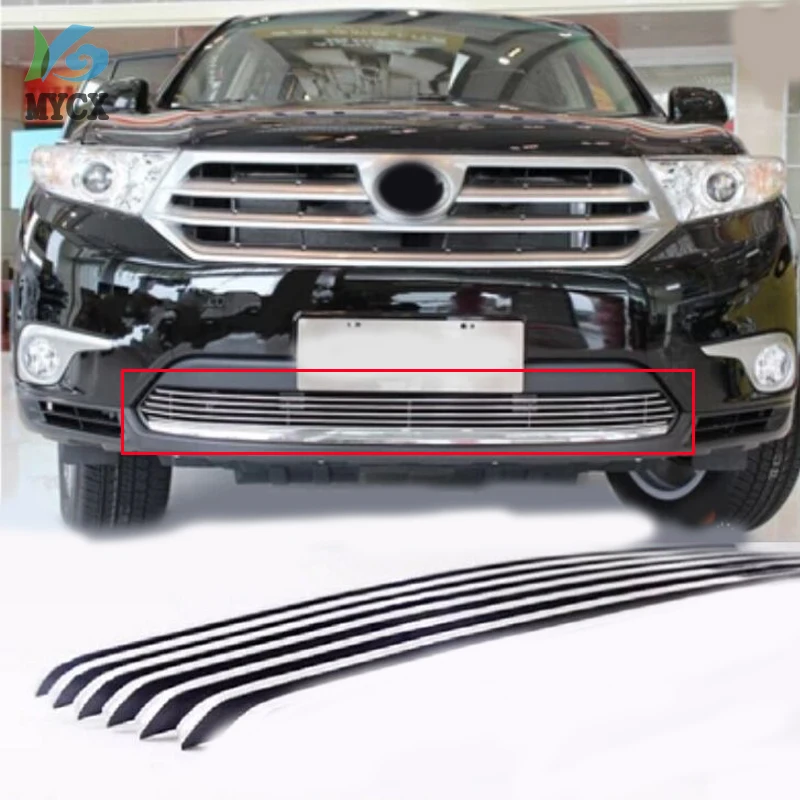 High Quality Stainless Steel Front Grille Around Trim Racing Grills Trim Fit For Toyota Highlander 2012