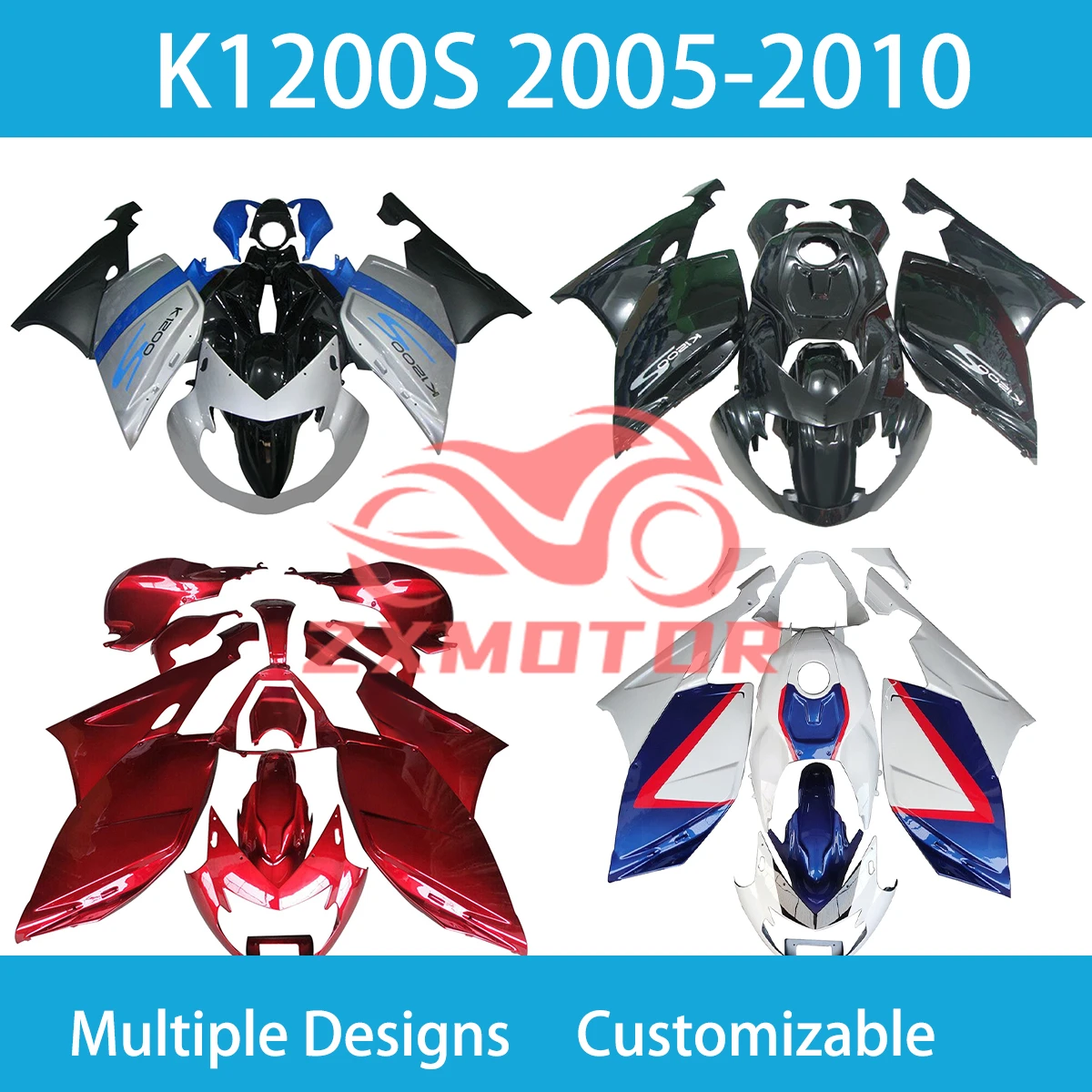 For BMW K1200S 2005 2006 2007 2008 2009 2010 Best Unique Fairing Kit K 1200S Motorcycle Injection Customizable Fairings Set