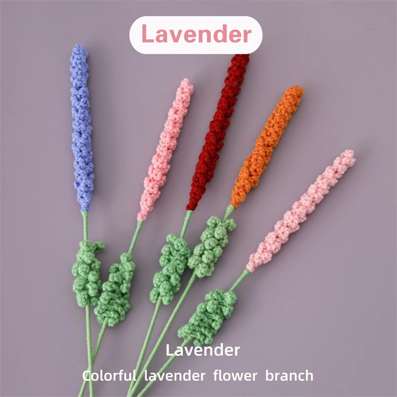 Hand-Woven Color Lavender Small Fresh Bouquet Finished Academic Style Photo Artifact Simulation Flower 1.5cm x 40cm