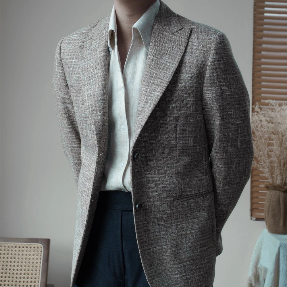 

Высококачественный костюм Неаполь в итальянском стиле, деловой повседневный приталенный костюм в клетку принца, костюм джентльмена для мужчин, блейзер Xadrez Masculino