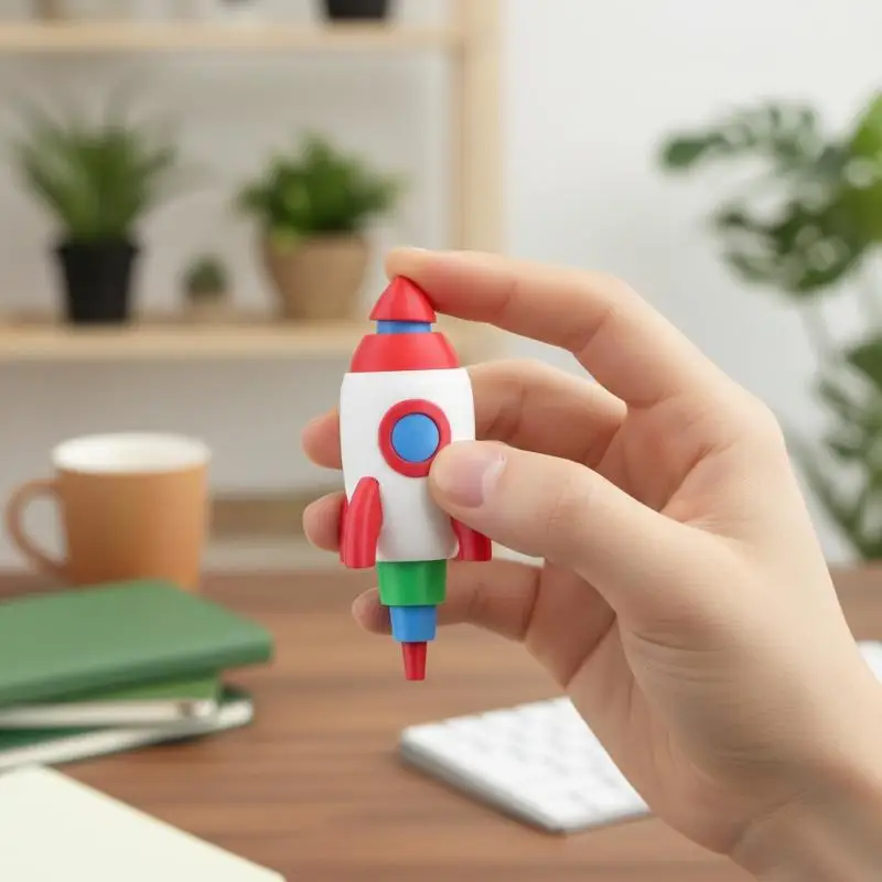 Rocket Clicker Fidget Keychain Keyboard Style 1PC Sensory Toy for Car School Office Desk Stress Relief for Adults Children