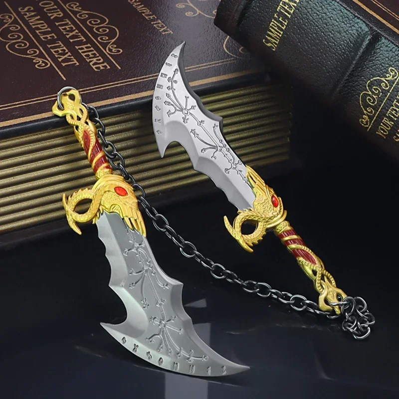 God of War Ragnarok Kratos Wapen Blades of Chaos Runen Dubbel Blade 15 cm Game Metalen Wapen Model Zwaard Samurai Geschenken speelgoed Jongens