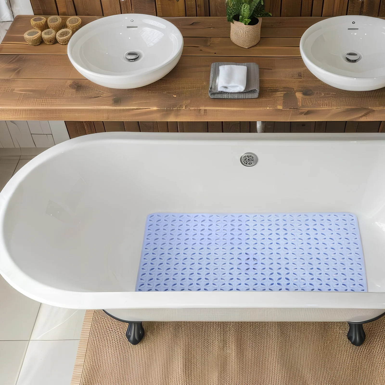 

1 шт. противоскользящий коврик для ванной комнаты, пола, душа, ванны, TPE, нескользящая подушка, сливные отверстия, мягкий, удобный, легко чистящийся коврик для ванны