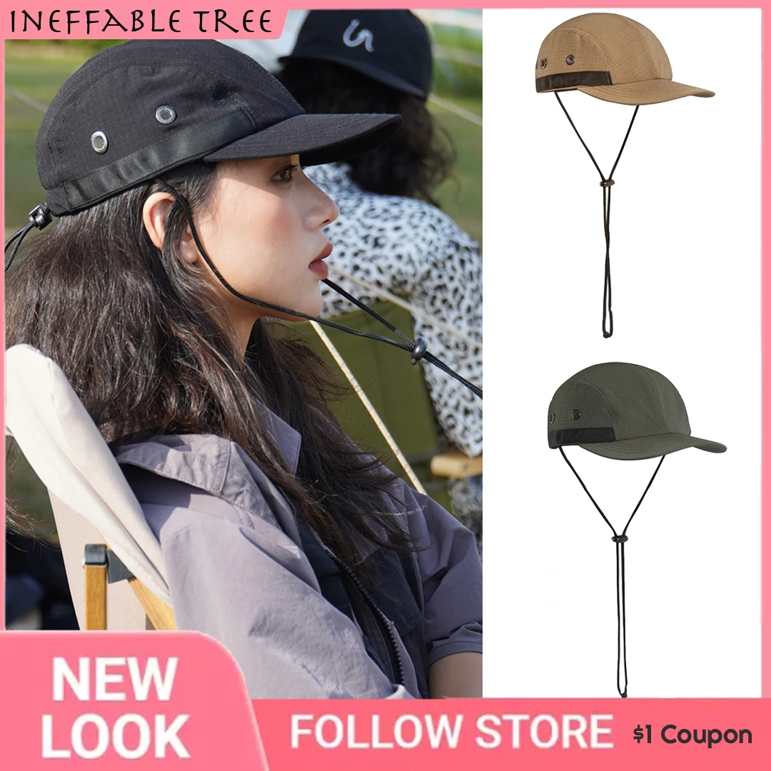 

INS 5 Panels Windproof Rope Baseball Caps for Women Men Seasons Fishing Sports Sun Visors Snapback Trucker Hat Hip Hop Gorras