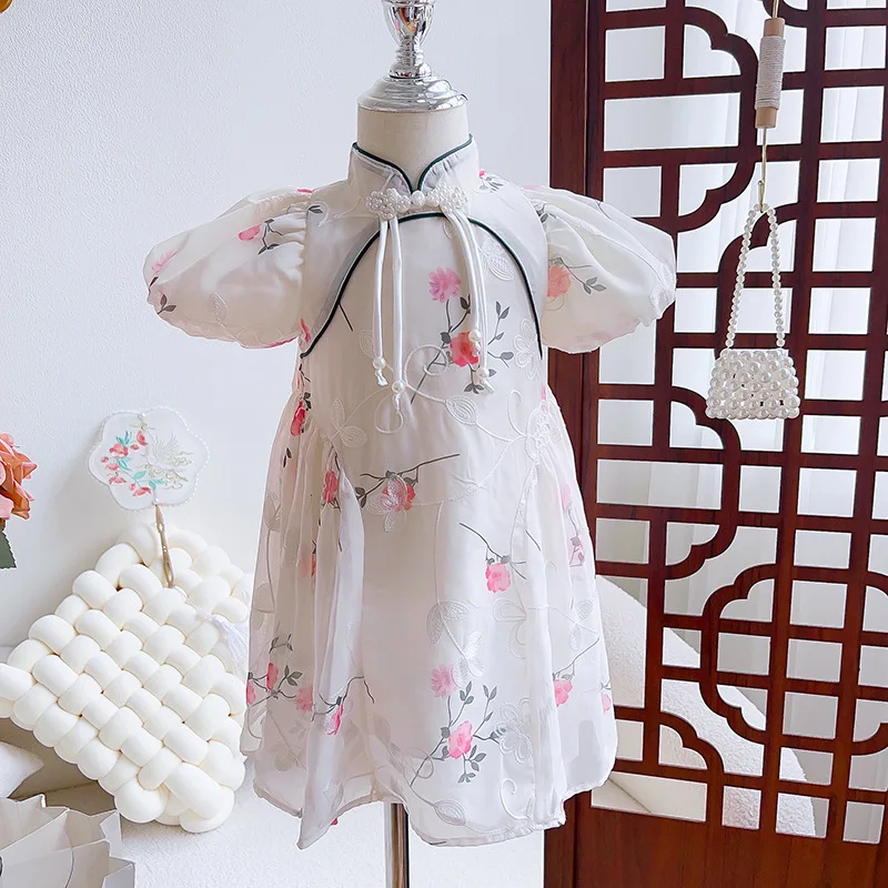 Children's Clothing Girls' Dress2024Summer New Children's Princess Dress Baby Summer Dress Children's Cheongsam Dress-WSNY