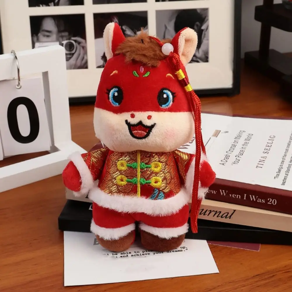 Rijkdom Pony Cartoon Paard Gevulde Hanger Geluksdier Chinese Dierenriem Paard Pop Borduren Schattige Pony Pluche Pop Festival Cadeau