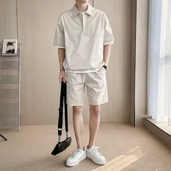 2 Piece Set Men Summer Clothes 2024 Brand New Casual Streetwear Outfits Men Short Sets Tracksuit Short Sleeve Korean Fashion