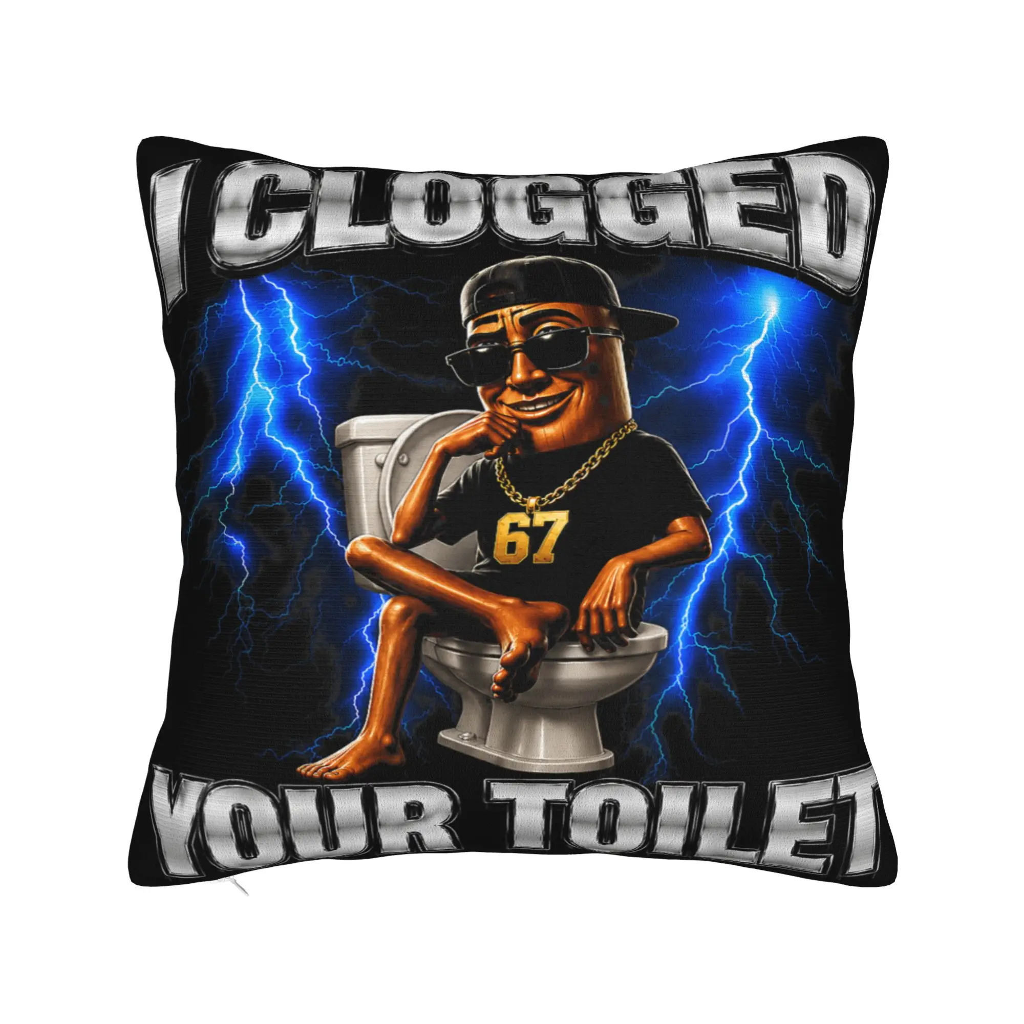 I Clogged Your Toilet Tung Tung Tung Sahur Pillowcases  Fashion Pillow Case For Living Room Chair Graphic Pillow Cover