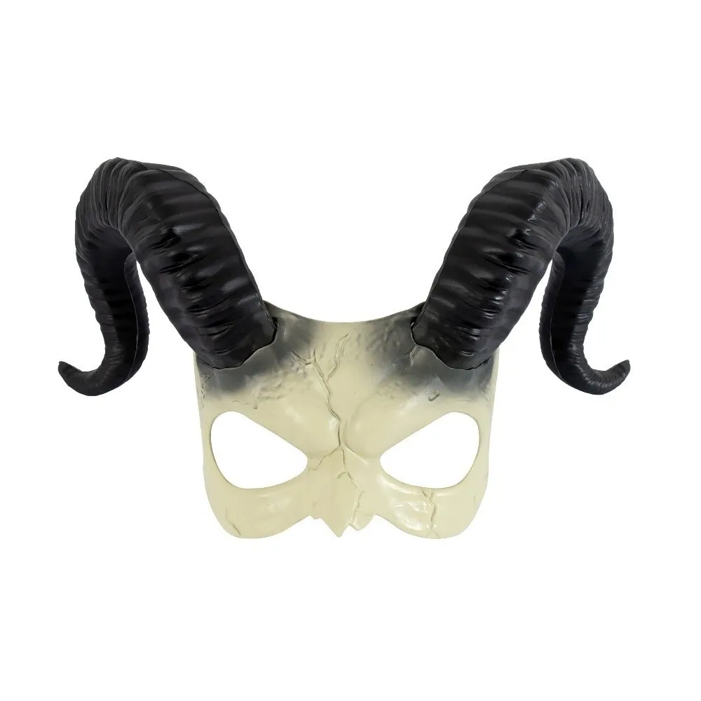 Masque d'halloween Animal créatif, demi-visage, accessoires de fête, masque en corne de mouton, fournitures de Cosplay, masque de démon en plastique pour femmes