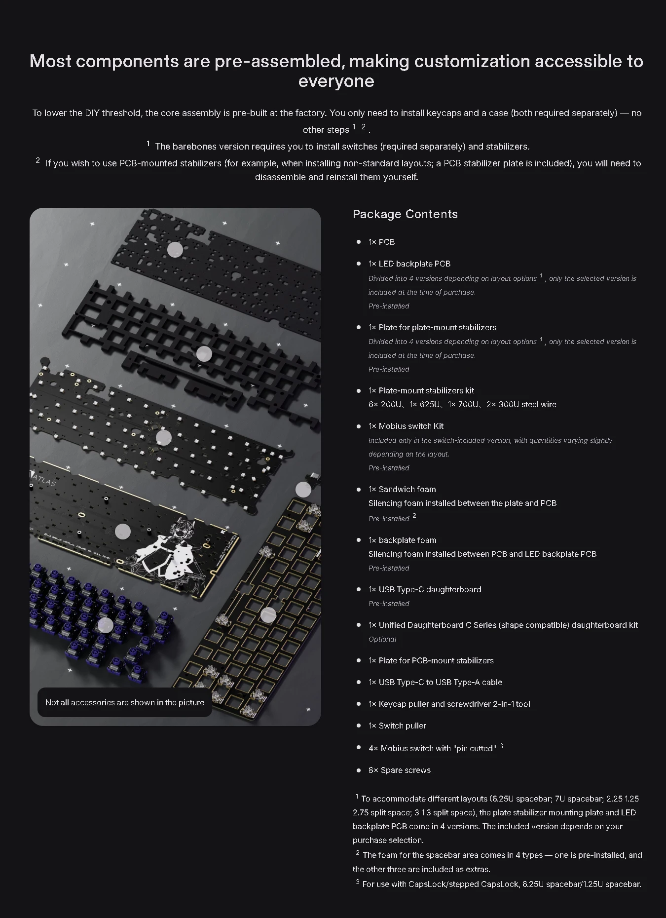 Rakka 60 atlas he teclado pcb conjunto de espuma hall efeito