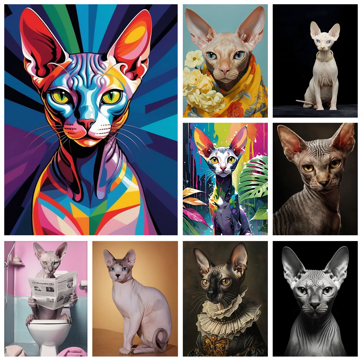 Neue Sphynx Katze DIY Diamant Malerei Kit Cartoon Katze Porträt Diamant Stickerei Mosaik Ölgemälde Hand Geschenk Wohnkultur
