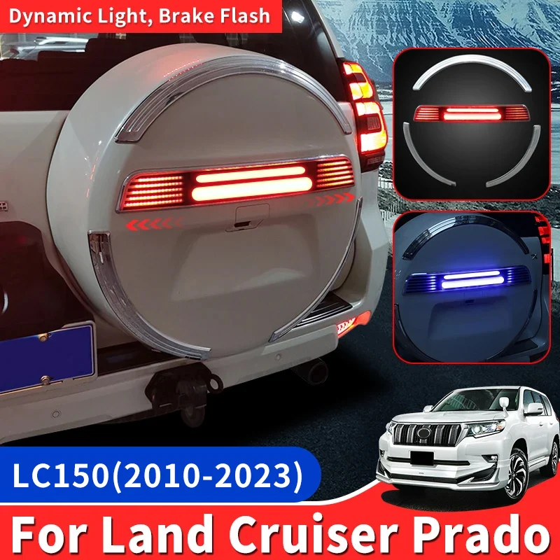 For 2010-2023 Toyota Land Cruiser Prado 150 Fj150 Lc150 Accessories Tailgate Spare Tire Cover Stop Lamp Dynamic LED Light