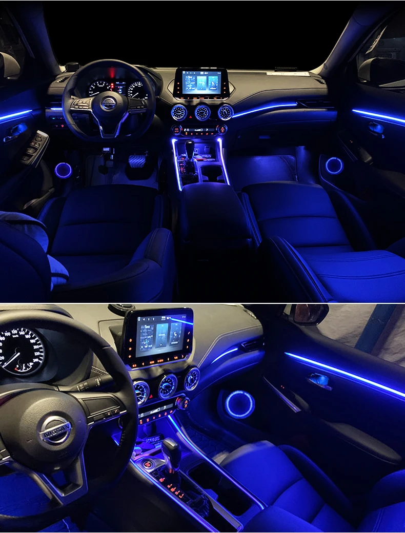 14 in 1 18 in 1 64 Farben RGB Symphony Car Atmosphere Interior LED Acryl Guide Fiber Optic Universal Dekoration Umgebungslichter – Detail 14