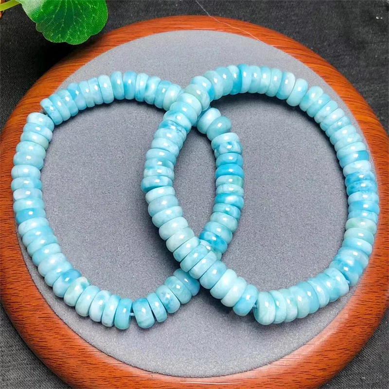 Natural Larimar Bracelet Abacus Heishi Beads Crystal Reiki Healing Stone Fashion Jewelry Gift For Women Men 3X7MM