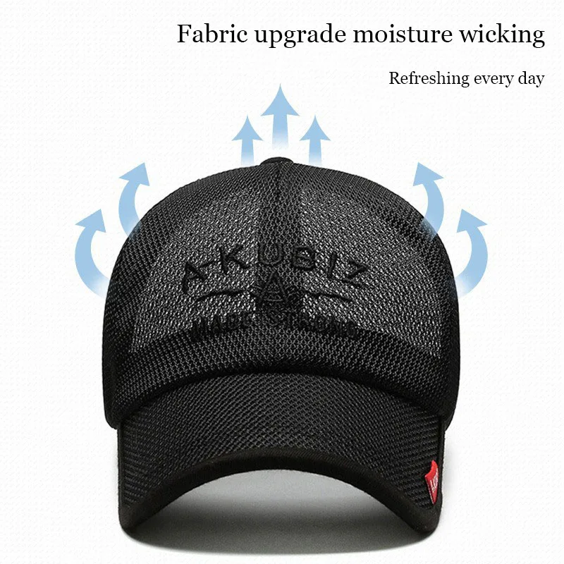 Gorra de béisbol de malla para hombre y mujer, gorro con visera para deportes al aire libre, transpirable, para acampar, pesca de secado rápido,