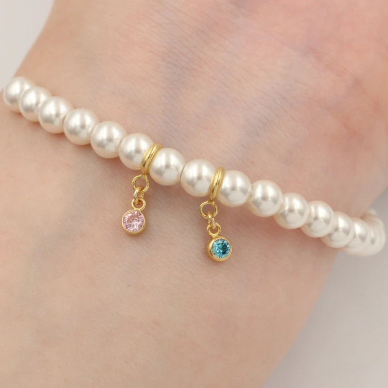 14K Gold Filled Spring Ring Clasps With Birth Stone CZ Pendant Wholesale Supplies for Bracelets Necklace Making Jewelry Findings view 3